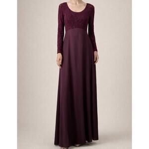 Vintage Alfred Angelo Maxi Dress M Burgundy Wine Velvet Union Label Prom Wedding